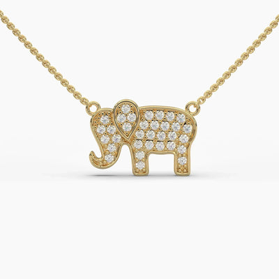 Round Lab Grown Diamond Elephant Pendant Necklace