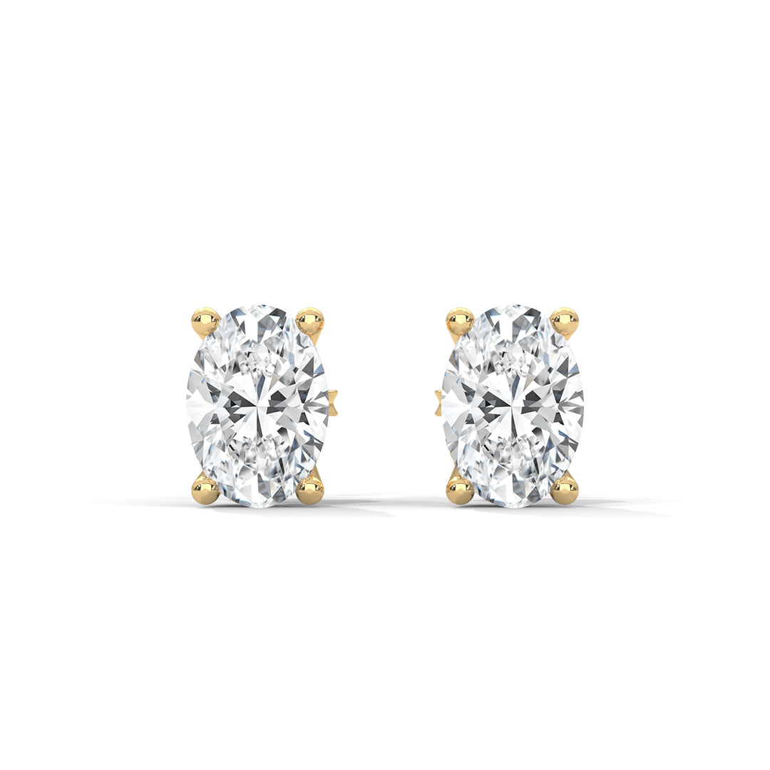 Oval Lab Grown Diamond Earrings | Push Back Stud Earrings | 14k Gold