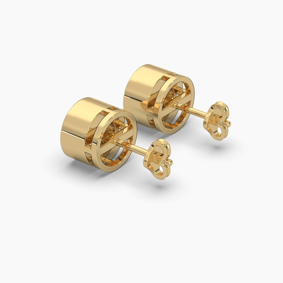 2ctw Round Lab Grown Diamond Bezel Earrings | Push Back Stud Earrings | 14k Gold