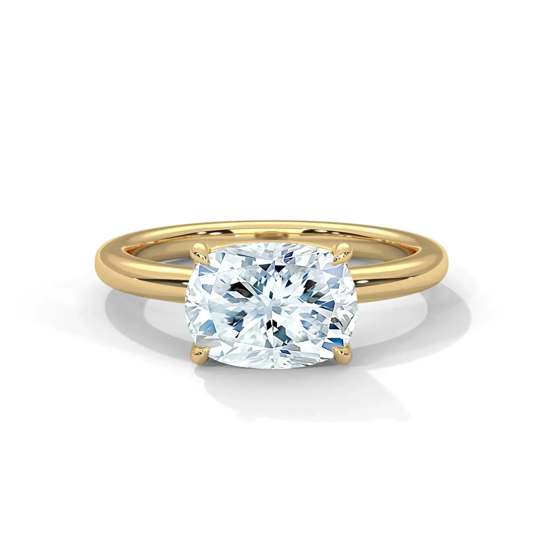 14k Yellow Gold / Long Cushion