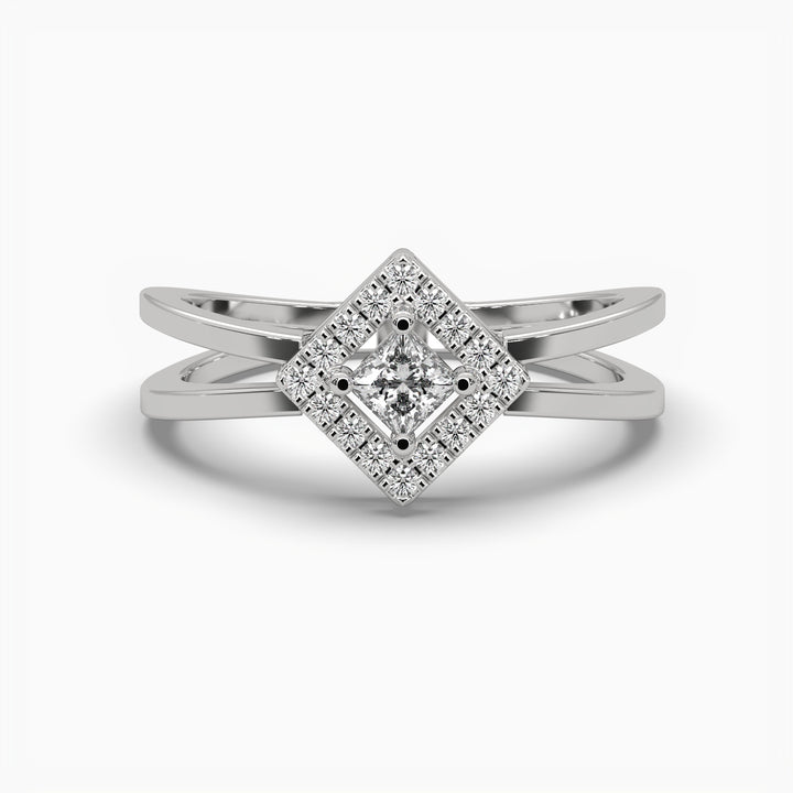 0.25ctw Princess and Round Lab Grown Diamond Split Shank Fashion Ring | 14k Gold