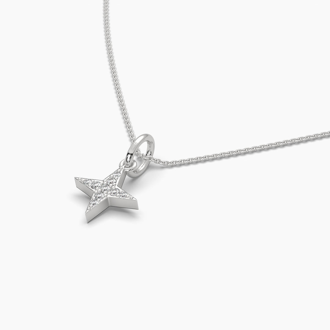 0.1ctw Round Lab Grown Diamond Star Pendant Necklace | 14k Gold