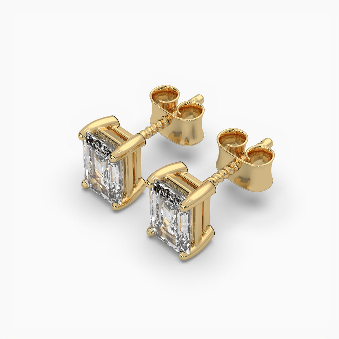 1ct Emerald Lab Grown Diamond Earrings | Screw Back Stud Earrings | 14k Gold