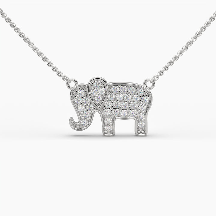 0.25ctw Round Lab Grown Diamond Elephant Pendant Necklace | 14k Gold