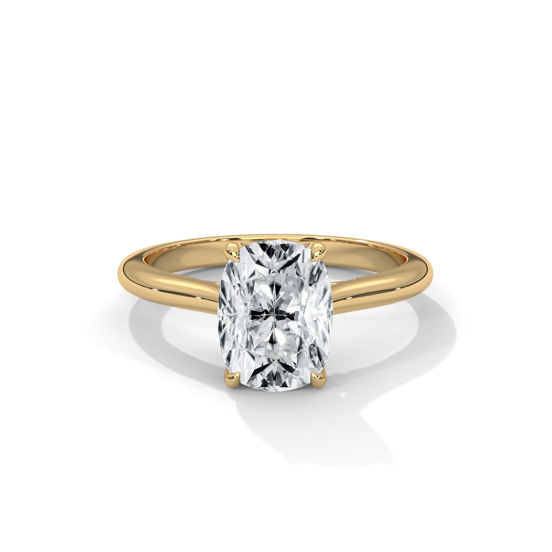 14k Yellow Gold / Long Cushion