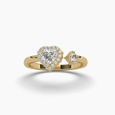 Open Heart Halo Diamond Ring