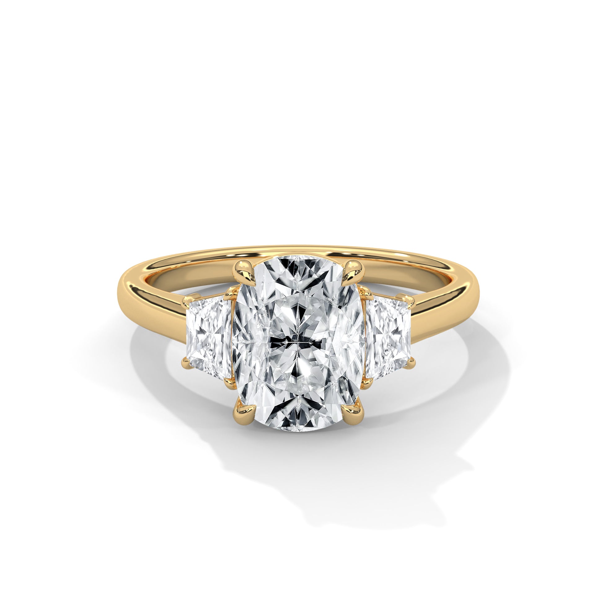 14k Yellow Gold / Long Cushion