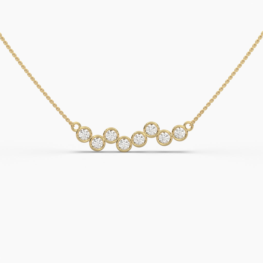 0.8ctw Round Lab Grown Diamond Bubble Bezel Pendant Necklace | 14k White Gold