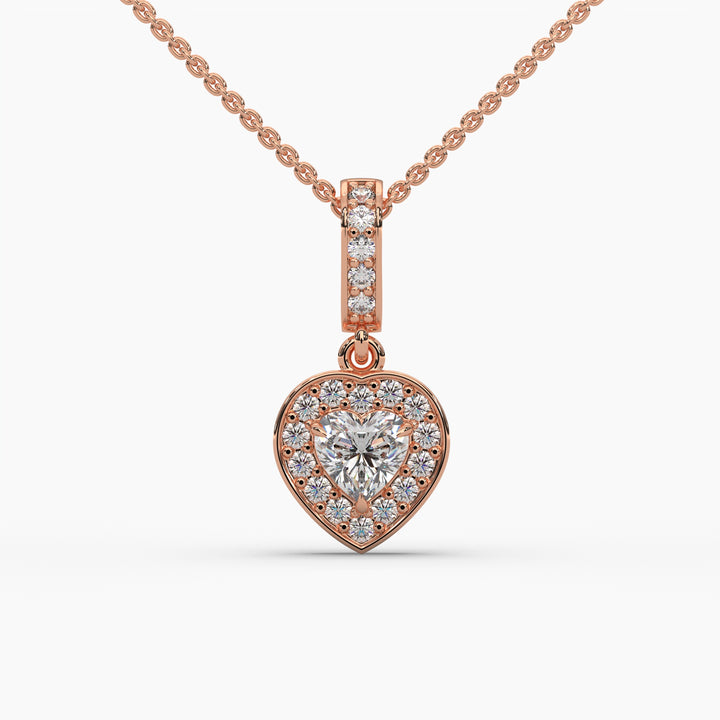 0.5ctw Heart Halo Lab Grown Diamond Pendant Necklace | 14k Gold