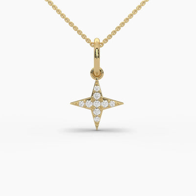Round Star Pendant Necklace: Fashionable 14k Gold & Diamond