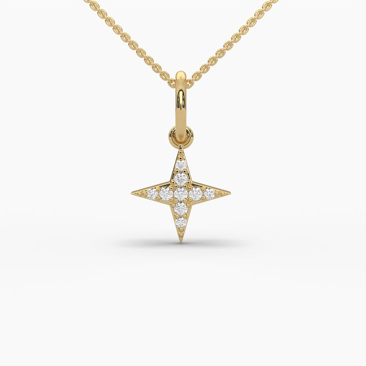 0.1ctw Round Lab Grown Diamond Star Pendant Necklace | 14k Gold