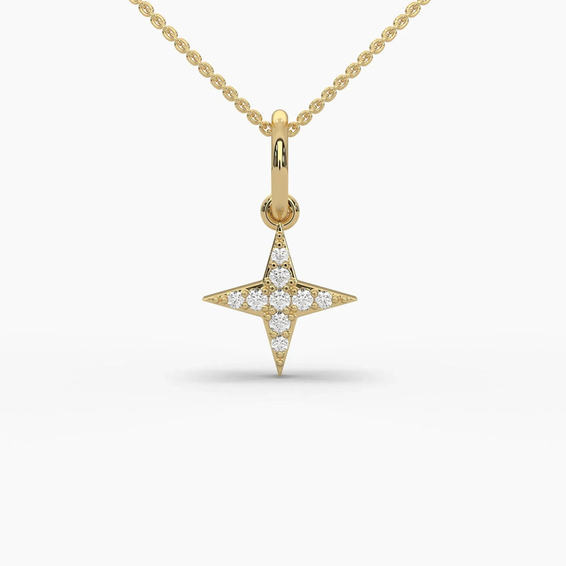 Round Star Pendant Necklace: Fashionable 14k Gold & Diamond