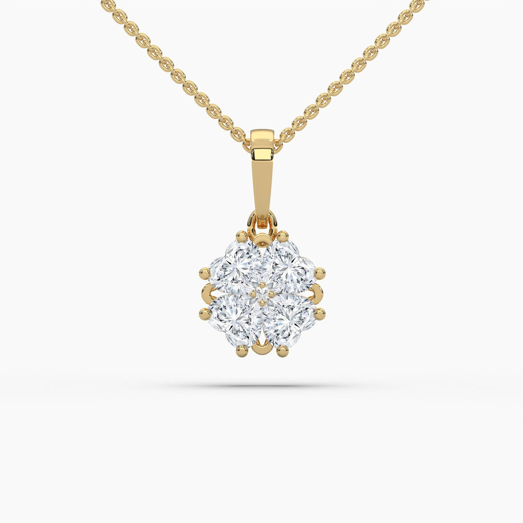 1ctw Heart Clover Lab Grown Diamond Pendant Necklace | 14k Gold