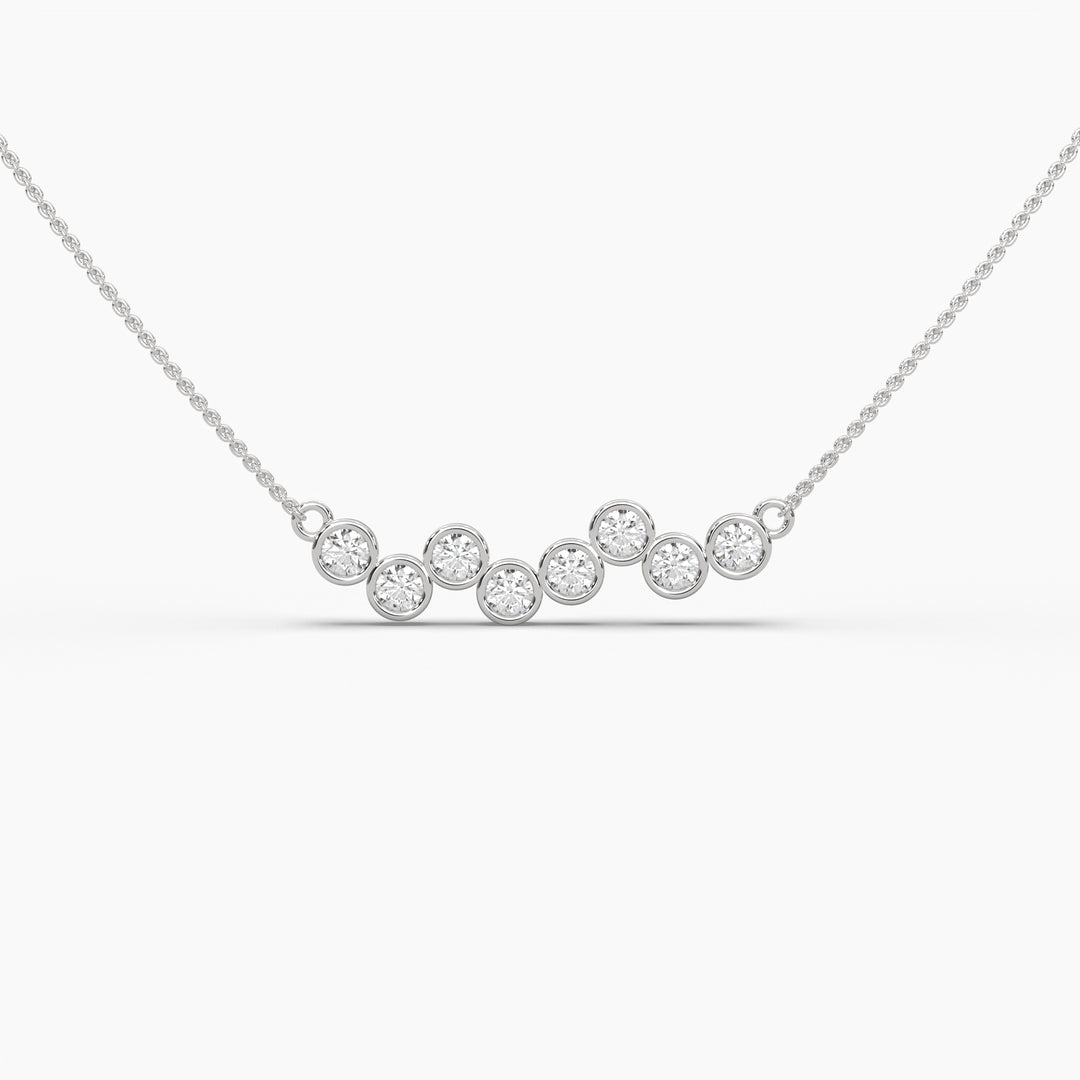 0.8ctw Round Lab Grown Diamond Bubble Bezel Pendant Necklace | 14k White Gold