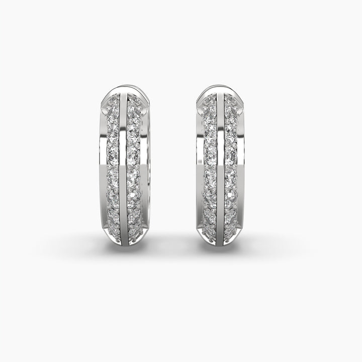 0.75ctw Round Lab Grown Diamond Huggie Hoop Earrings | 14k Gold