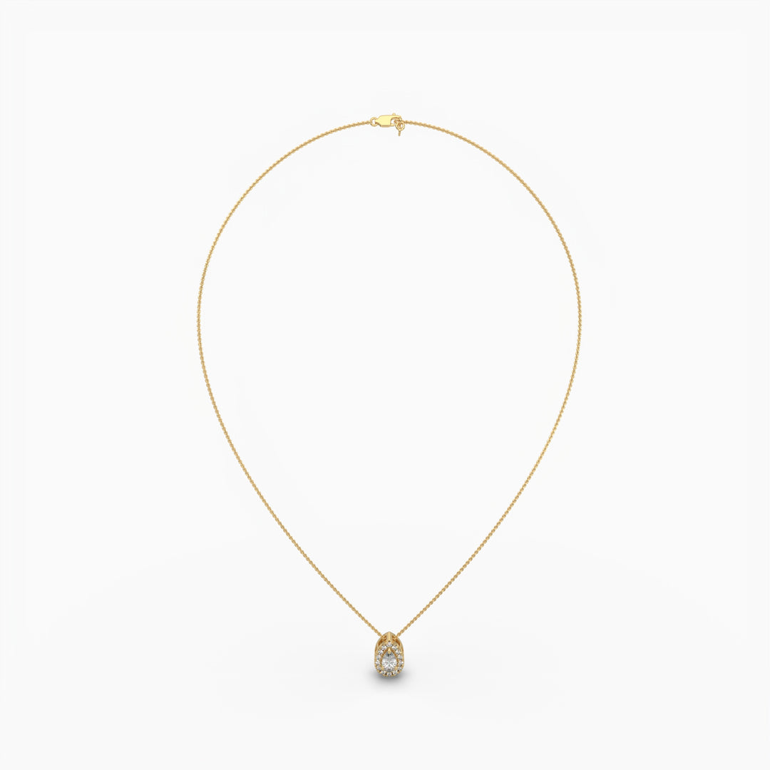 0.60ctw Pear Lab Grown Diamond Pendant Necklace | 14k Gold