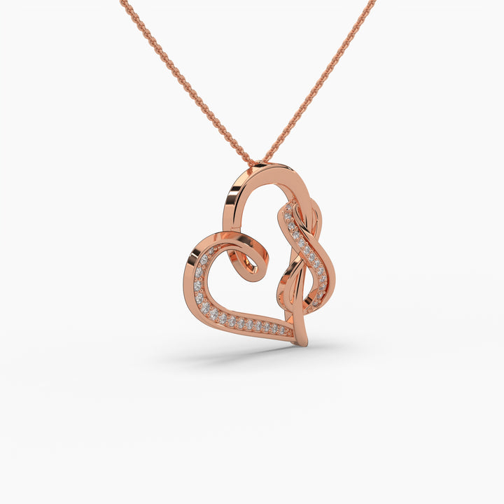 0.2ctw Round Lab Grown Diamond Heart Infinity Pendant Necklace | 14k Gold