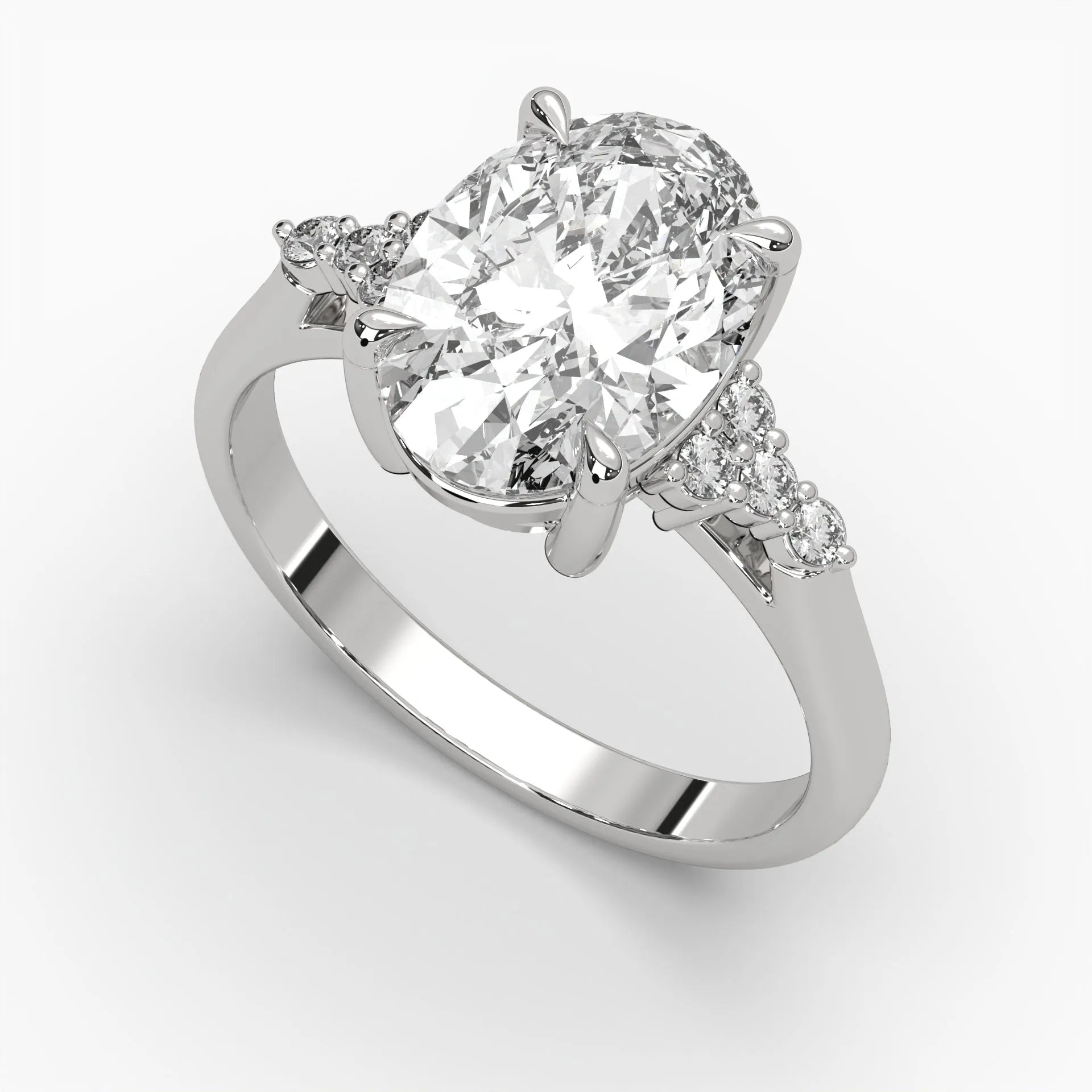 14k White Gold / Oval