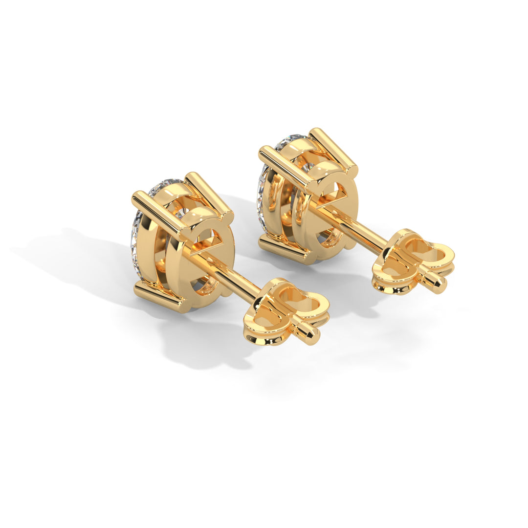 Oval Lab Grown Diamond Earrings | Push Back Stud Earrings | 14k Gold