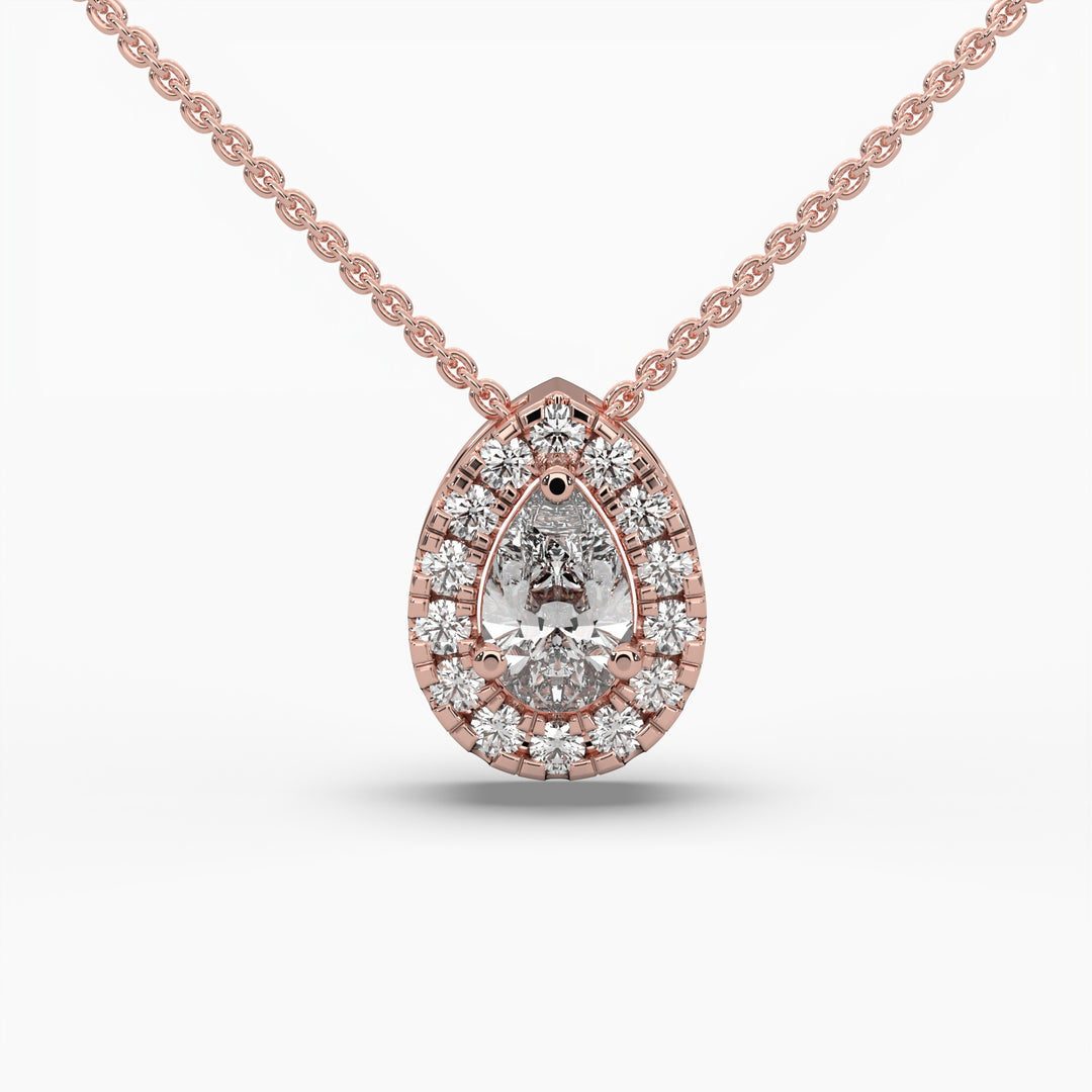 0.60ctw Pear Lab Grown Diamond Pendant Necklace | 14k Gold