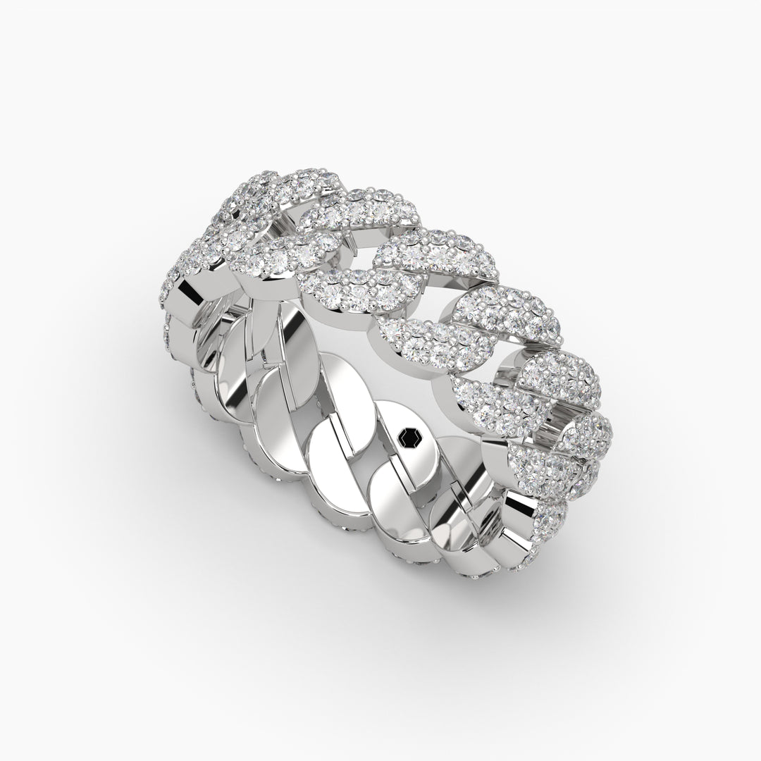 1.2ctw Round Lab Grown Diamond Cuban Link Eternity Fashion Ring | 14k Gold