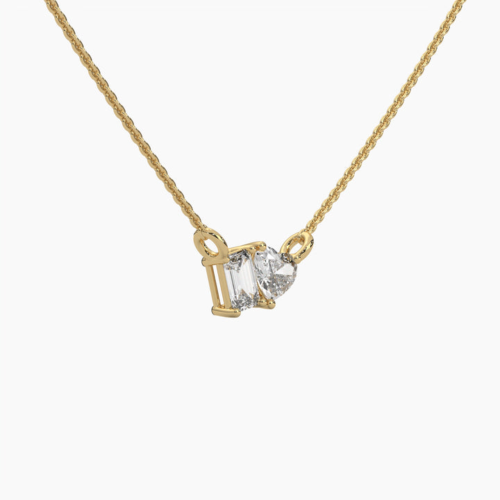 0.5ctw Emerald and Heart Toi et Moi Lab Grown Diamond Pendant Necklace | 14k Gold