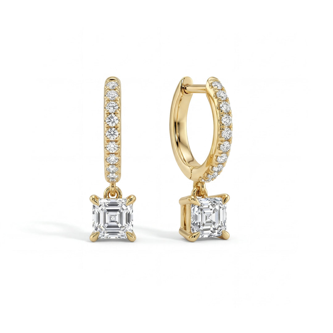 Asscher Pave Hoops – Elegant Sparkle
