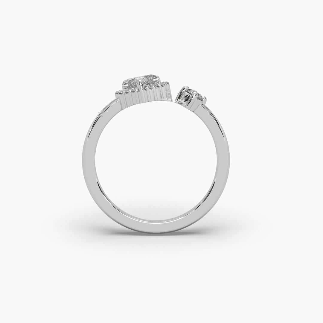 0.75ctw Open Heart Halo Lab Grown Diamond Fashion Ring | 14k Gold