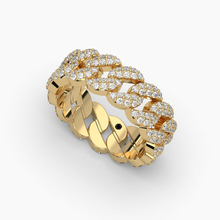 1.2ctw Round Lab Grown Diamond Cuban Link Eternity Fashion Ring | 14k Gold