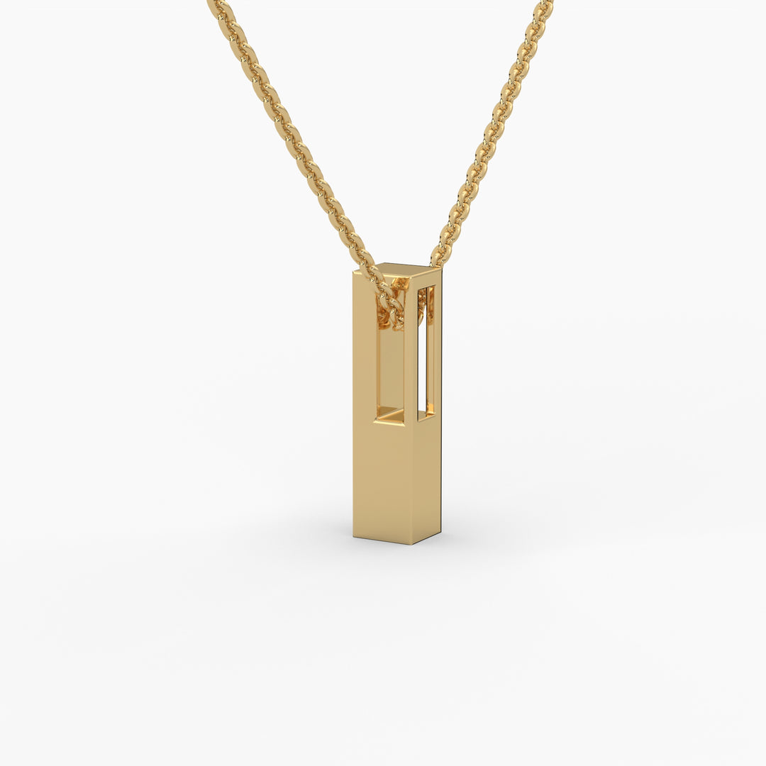 0.1ctw Round Lab Grown Diamond Bar Necklace | 14k Gold