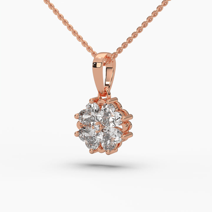 1ctw Heart Clover Lab Grown Diamond Pendant Necklace | 14k Gold