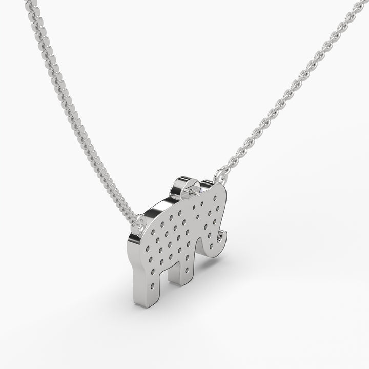 0.25ctw Round Lab Grown Diamond Elephant Pendant Necklace | 14k Gold