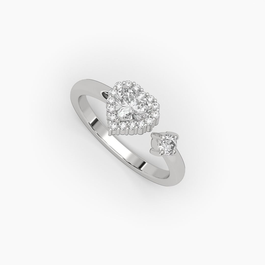 0.75ctw Open Heart Halo Lab Grown Diamond Fashion Ring | 14k Gold