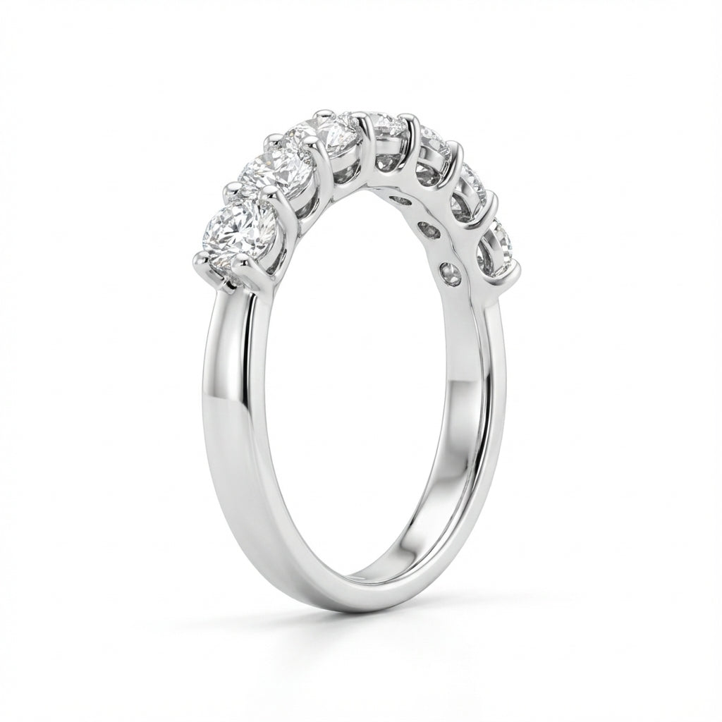 Seven Stone Classic Basket Set Round Lab Grown Diamond Ring (0.5 - 2 ct. tw.)