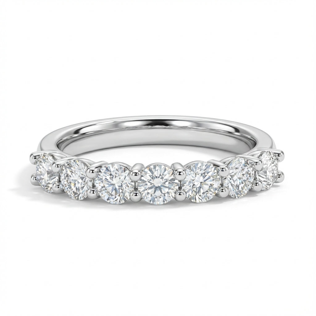 Seven Stone Classic Basket Set Round Lab Grown Diamond Ring (0.5 - 2 ct. tw.)