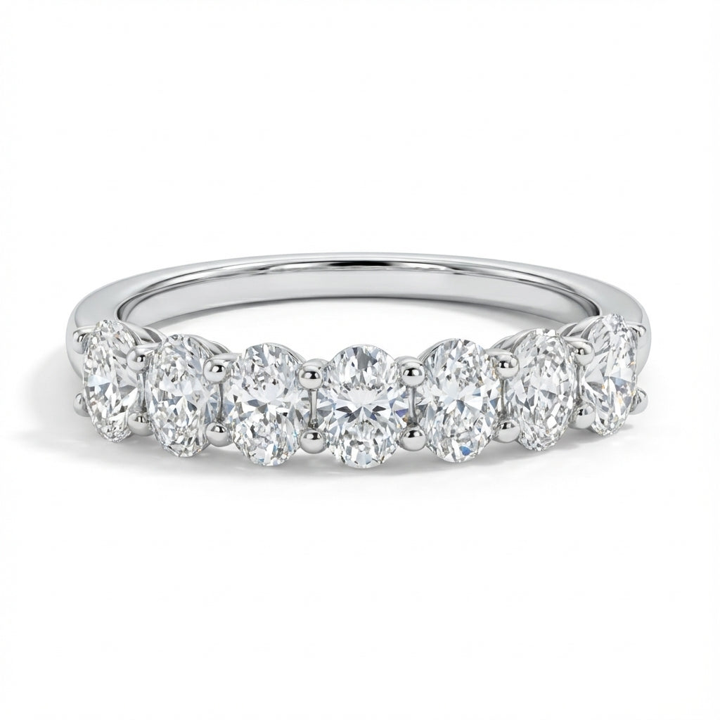 Seven Stone Classic Basket Set Oval Lab Grown Diamond Ring (1- 3 ct. tw.)