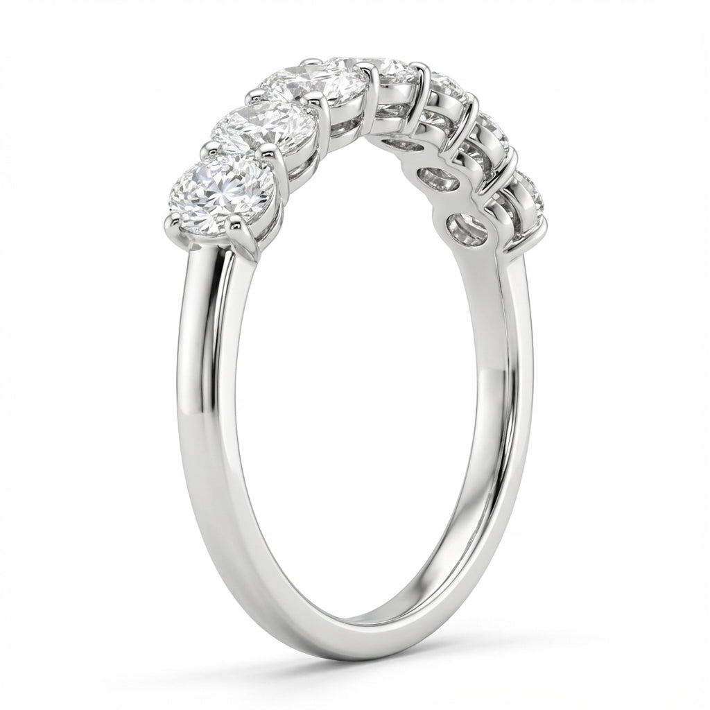 Seven Stone Classic Basket Set Oval Lab Grown Diamond Ring (1- 3 ct. tw.)