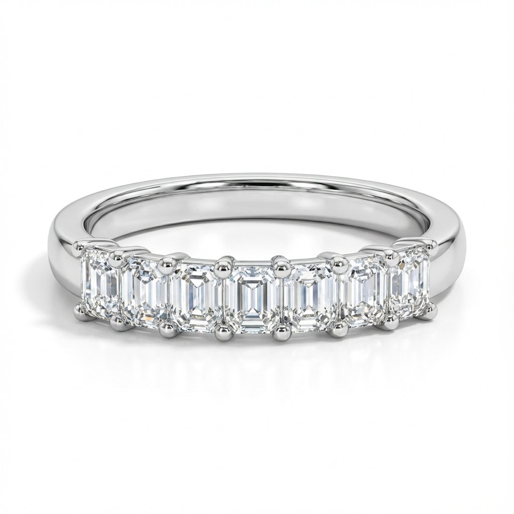 Seven Stone Classic Basket Set Emerald Lab Grown Diamond Ring (1- 3 ct. tw.)