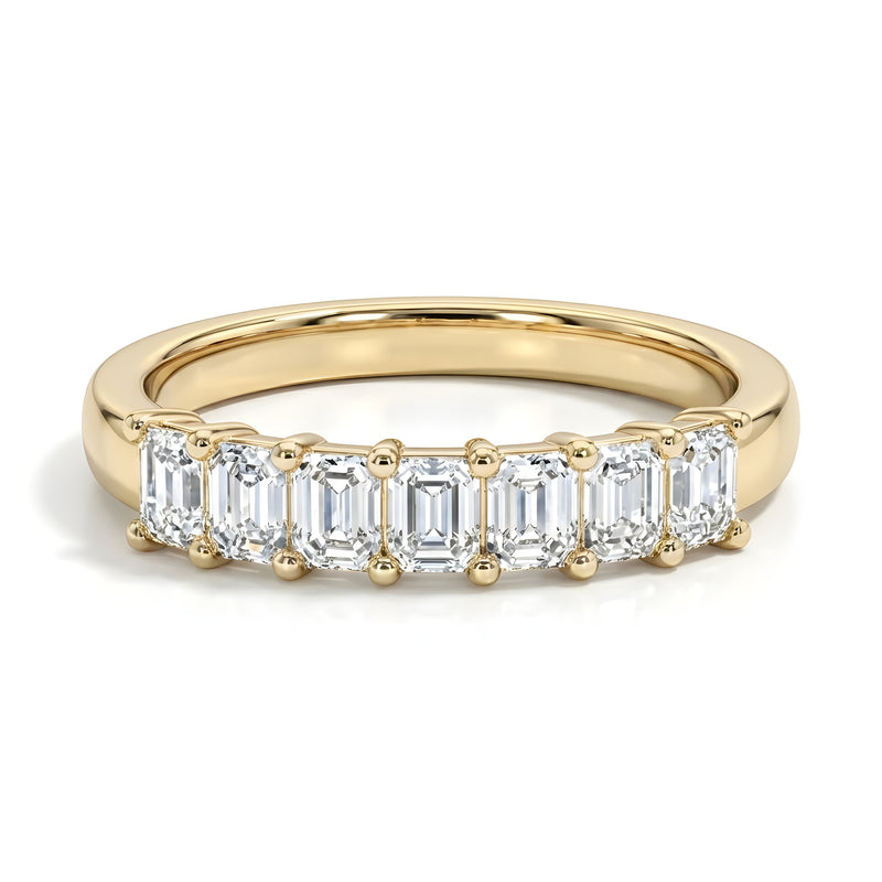Seven Stone Classic Basket Emerald Ring