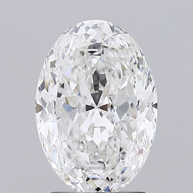 2.0 Elegant oval-cut diamond with intricate facets, radiating brilliance against a neutral background.