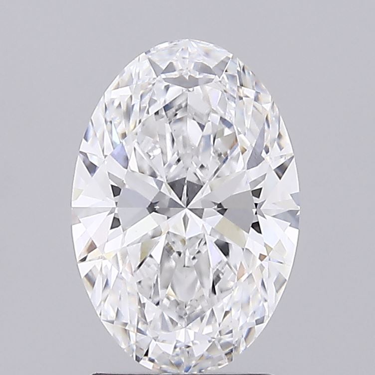 2.01 Oval cut diamond with multiple facets, sparkling against a light grey background.