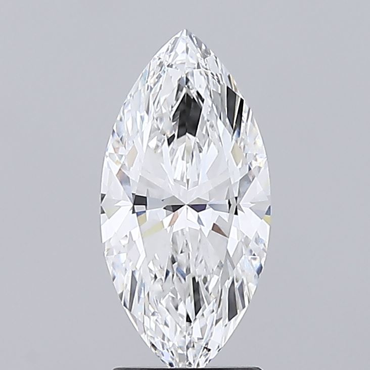 2.02 A dazzling marquise-cut diamond sparkles brilliantly against a gray background, showcasing its intricate facets and clarity.
