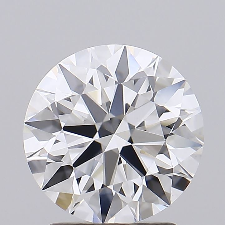 2.02 A highly faceted, round brilliant diamond against a plain gray background. The light reflects vividly, showcasing the diamond's brilliance and clarity.