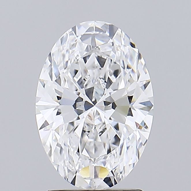 2.02 Oval-shaped diamond with intricate facets, bright and sparkling against a neutral background. The gemstone's cut enhances its clarity and brilliance.
