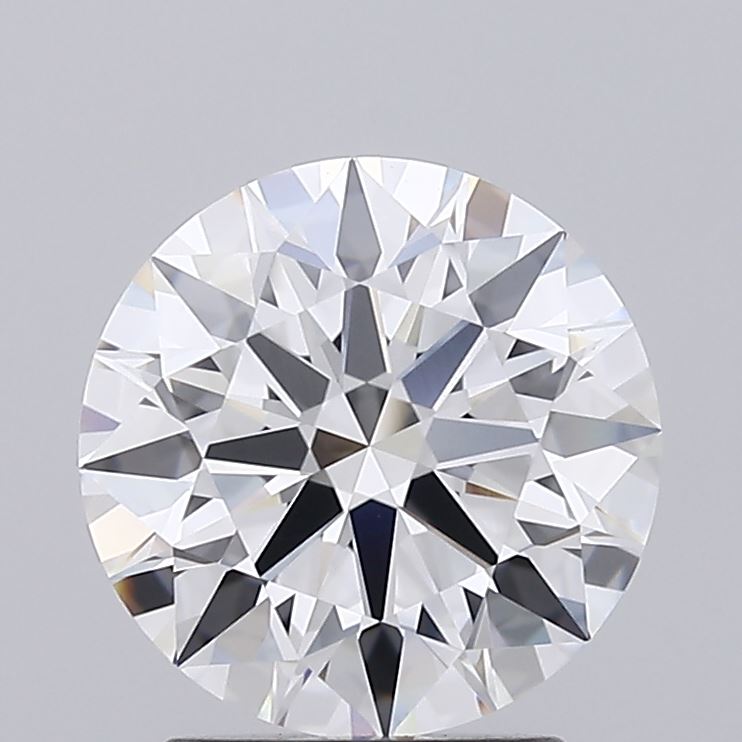 2.03 A brilliant-cut diamond with intricate facets reflecting light, creating a vibrant display of colors. The diamond is centered against a neutral gray background.