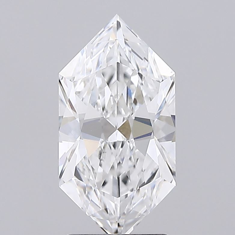 2.04 A sparkling, multifaceted diamond in a bold, elongated shape, showcased against a soft gray background.