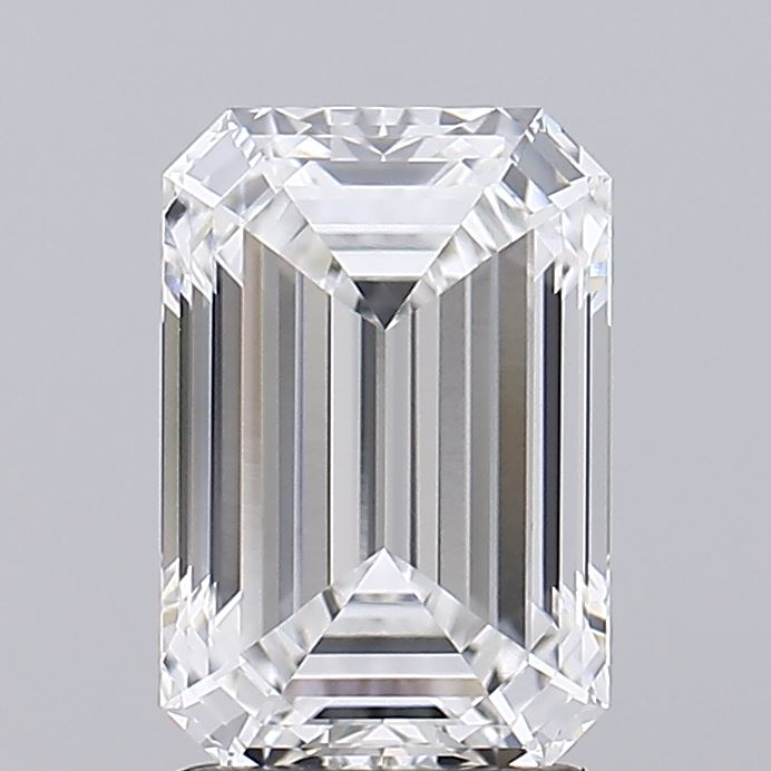 2.04 A striking, faceted emerald-cut diamond with a brilliant sparkle