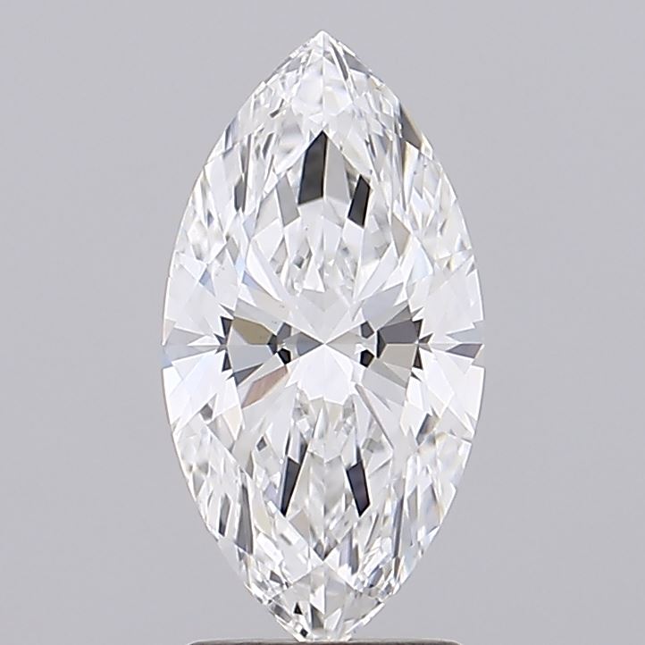2.05 Marquise diamond with precise cuts and facets, reflecting light beautifully.