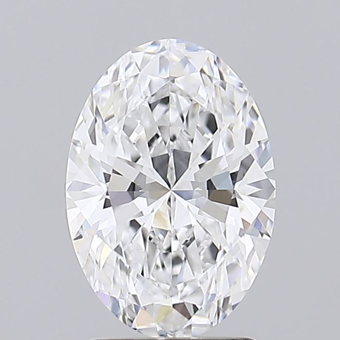 2.05 Oval cut diamond with multiple facets on a gray background.