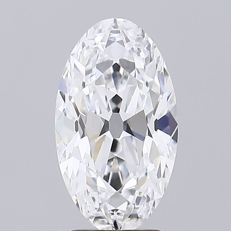 2.06 Elegant oval-shaped diamond with intricate facets, radiating brilliance against a neutral background.